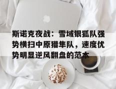 开云-斯诺克夜战：雪域银狐队强势横扫中原猎隼队，速度优势明显逆风翻盘的范本(中央五频道顶级赛事象棋视频20240330)